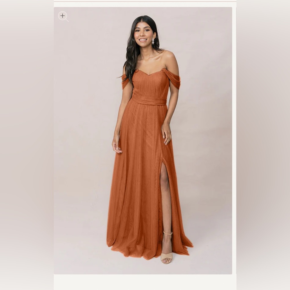 Revelry Rosalie Rust Color Tulle Convertible Maxi Bridesmaid Formal Dress Size